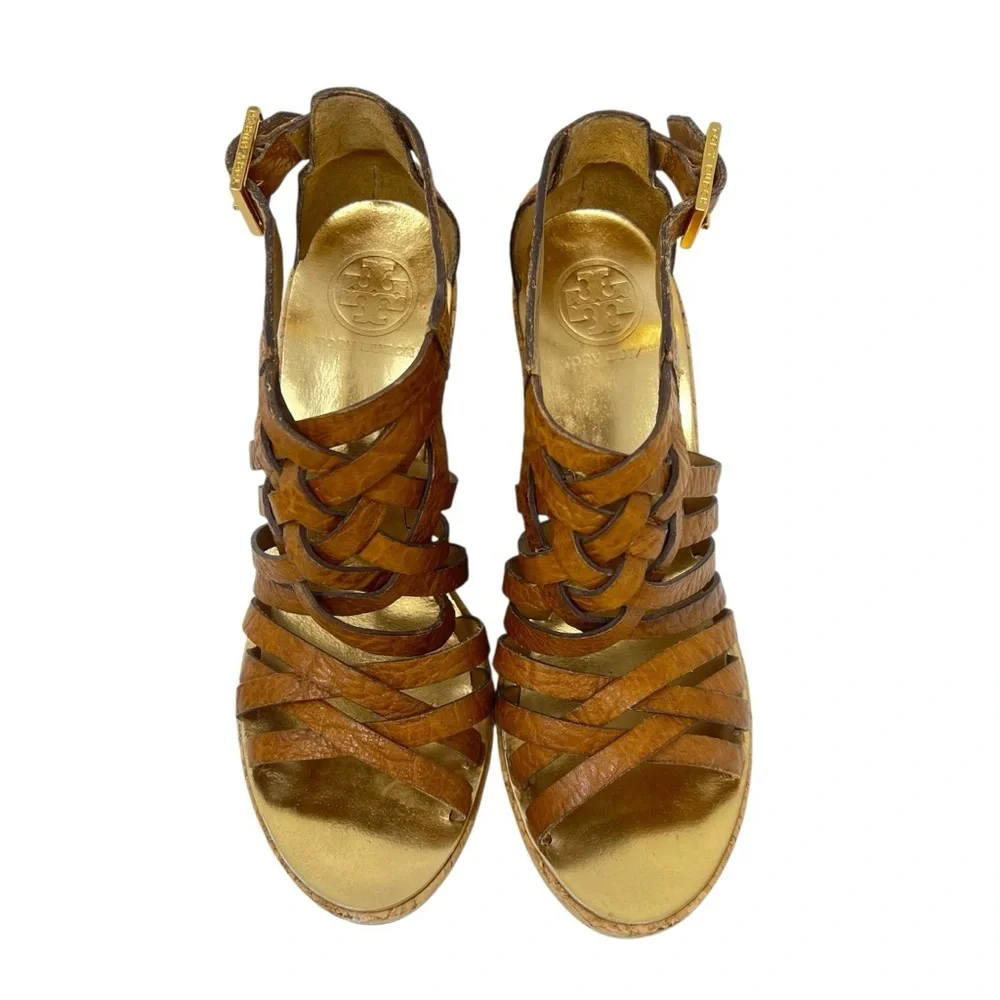 Tory Burch Brown Cork Wedge Sandals
